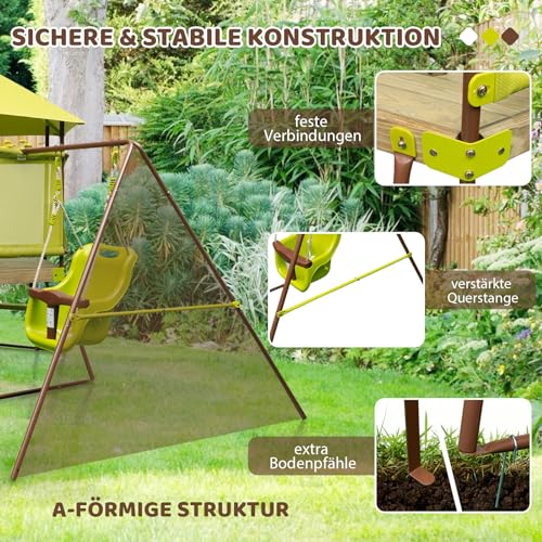 COSTWAY Spielturm, Klettergerüst mit Schaukel, Rutsche und Leiter, Outdoor Kinder Kletterturm, Kinderspielplatz für Garten