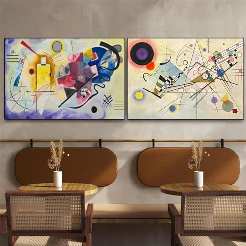 Art mural sur toile Kandinsky : 2 peintures abstraites 80x100cm pour salon