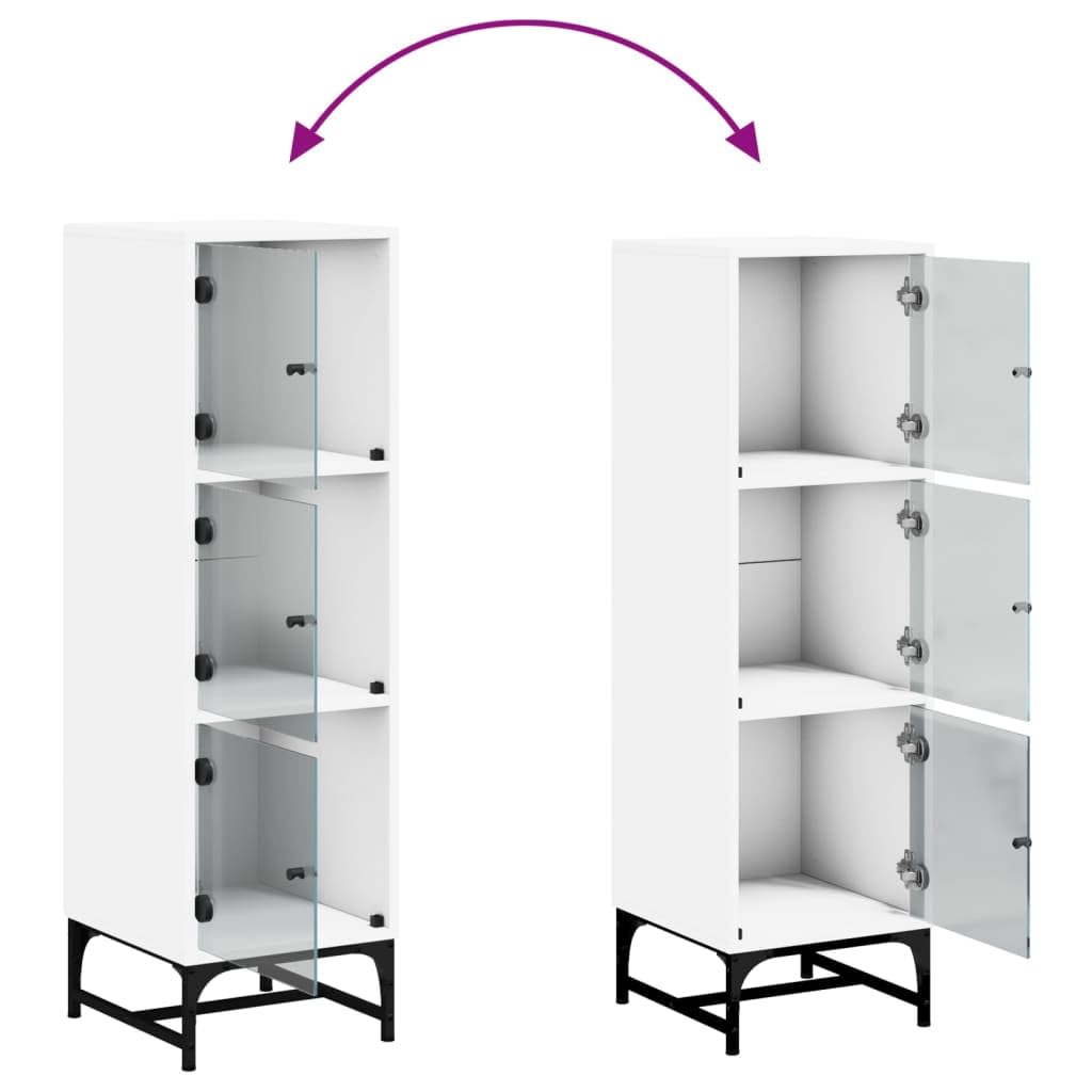 vidaXL Buffet avec Portes en Verre Blanc 35x37x120 cm