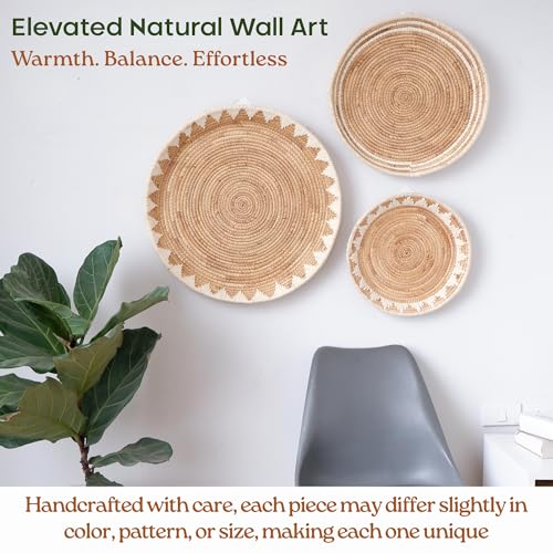 Chi An Home Extra Large Wall Basket Decor Boho Wicker Wall Hanging Set 3 - Image 4