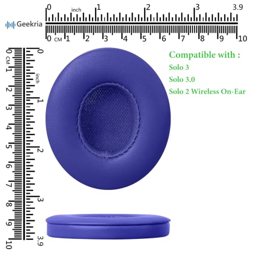Geekria Repuesto Almohadillas para Beats Solo 2 (B0534) y Solo 3 (A1796) Auriculares Inalámbricos On-Ear, Almohadillas de Reparación (Pop Indigo) miniatura 6