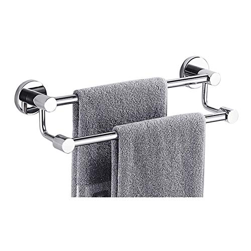 Porte-serviette double mural de 60 cm en acier inoxydable brossé pour douche et bain