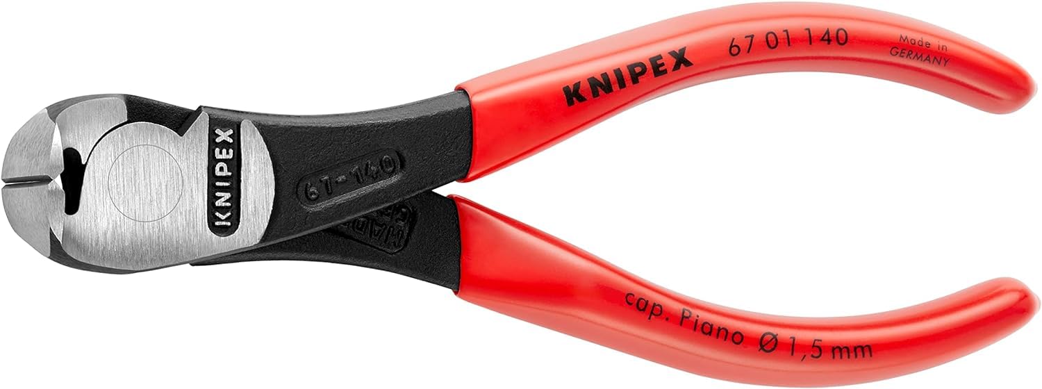 KNIPEX Szczypce tnące czołowe o zwiększonym przełożeniu z tworzywa sztucznego, powlekane 140 mm, 67 01 140