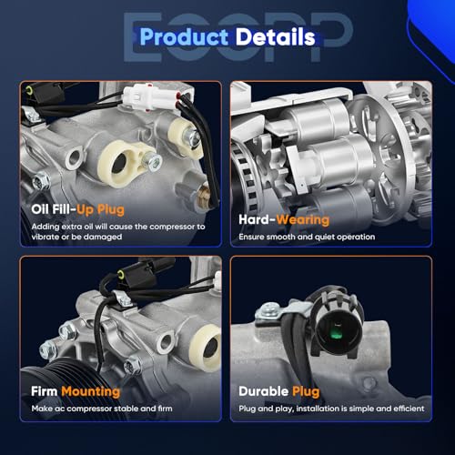 Image of ECCPP AC Compressor with Clutch for Mitsubishi Galant V6 3.8L 2004-2009 | for Mitsubishi Eclipse 3.8L 2006-2012 for Mitsubishi Endeavor 3.8L 2004-2011 Fast Cooling AC Compressor