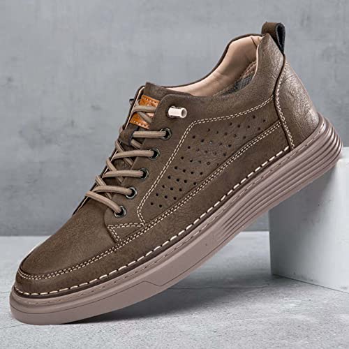 CERYTHRINA Men's Invisible Height Increasing Elevator Shoes 2.5 Inches Taller Height Casual Sneakers Comforts Leather Skeleton Shoes3