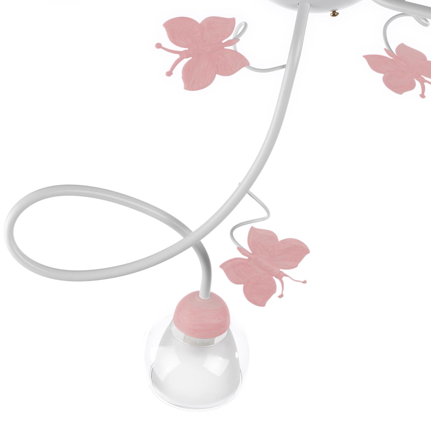 ONLI Plafoniera 3 luci cameretta in Metallo Bianco con Farfalle dipinte in Rosa