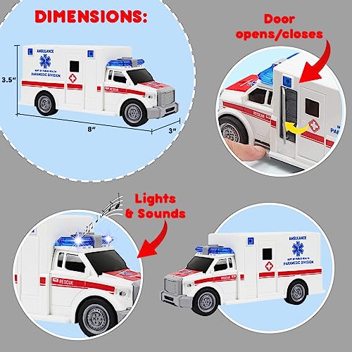 Teganplay SKY400 4 Pack Ambulance, Fire Engine Truck, School Bus, Police Car Toy, Vehicles Toy Set Toddlers Cars thumb #3