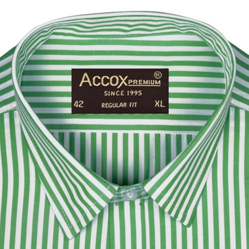 Image of ACCOX Men's Breathable Cotton Long Sleeves Striped Regular Fit Shirt (GCR503)