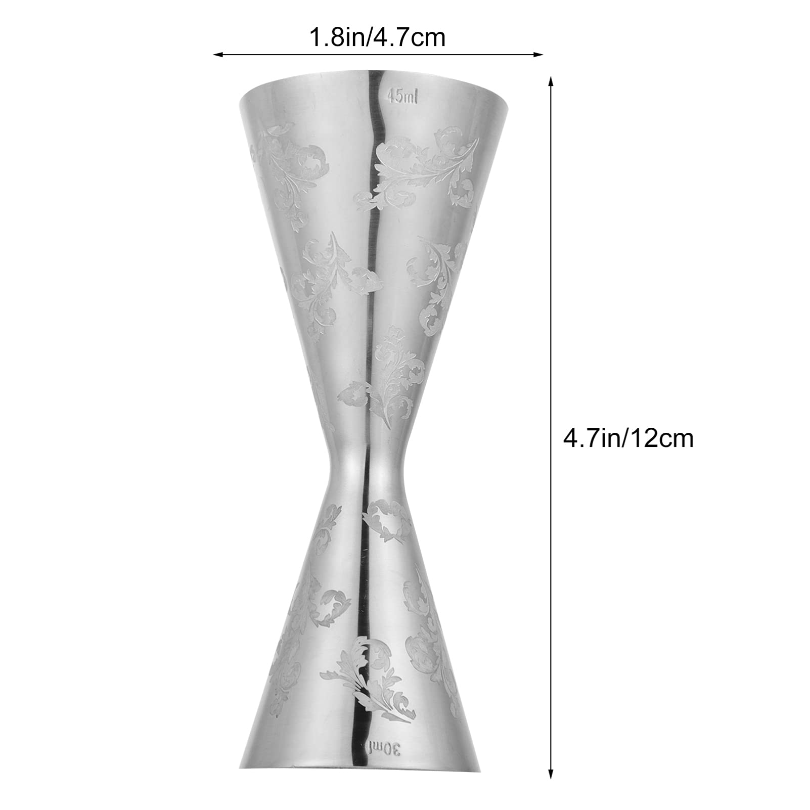 DOITOOL Specialty Tools Cocktail Measuring Jigger for Bartending Stainless Steel Double Jigger Shot Measure Cup Professional Japanese Jigger 30/ 45ml (Leaves) Stainless Steel Measuring Cups