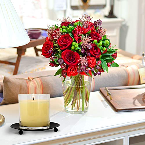 image for gb Home Collection Iron Plate Candle Holder, Black, Decorative Iron Pi