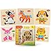Smart Kids - Wooden Puzzles for Toddlers - 5 Pack - Baby Puzzles Age 3+ Toddlers Puzzles for Kids Boys and Girls - Pets Set - Cat - Dog - Horse - Rabbit - Cow - 48 pcs.