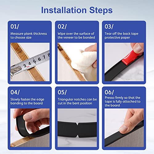 Image of U-Shape Edge Banding, 16.4ft TPE Self Adhesive Veneer Edging Trim Flexible Corner Edge Protector, Furniture Edge Strip for Countertop Table Cabinet Shelve Restoration (3 /4'' (20mm), Black)