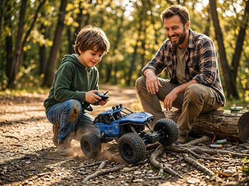 Image of RC Rock Crawler Car 2WD | Off-Road Remote Control Monster | Smoke Effect | Auto Mode | Alloy Body | Rechargeable Battery| Durable Suspension | Standard Size for Kids 6+ & Adults | Dark Blue