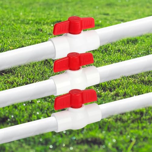 Image of PVC Ball Valves, T-handle Water Shut-Off Ball Valve Threaded (NPT), PVC Ball Valve for Water Project, Swiming Pool, Irrigation System, Rated at 150 PSI, (Pack Of 5) Size (3 /4 inch) Three Fourth Inch