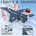 Crelloci Diecast Metal Alloy Fighter Jet Military Airplane Toy with Mist Spray, Lights & Sounds, Pull Back Function Army Air Force Aircraft for Kids, Toddlers Ages 3+, Gift for Boys Girls (Blue)
