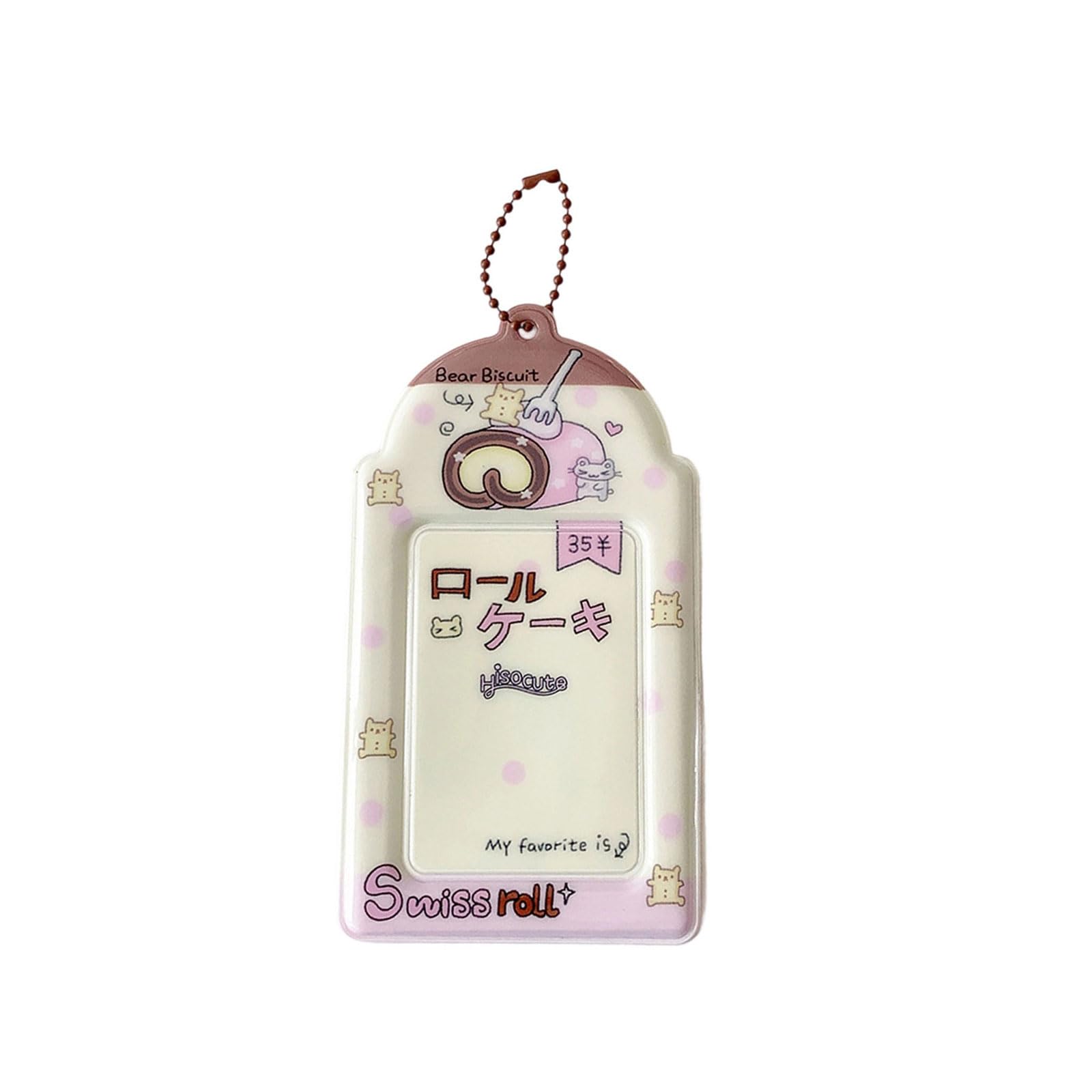Uqezagpa Adorable Photo Card Holder Keychain Student Protector Sleeve with Keyring for School, Use Card Holder Protector