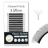 CharmO'clock 5D Volume Lash Extensions D Curl Lashes11mm Length Premium Lash Extension Pre-Made Fans Super Matte Black Finish Individual Eyelash Extensions For Lash Artists(5D D 11mm)