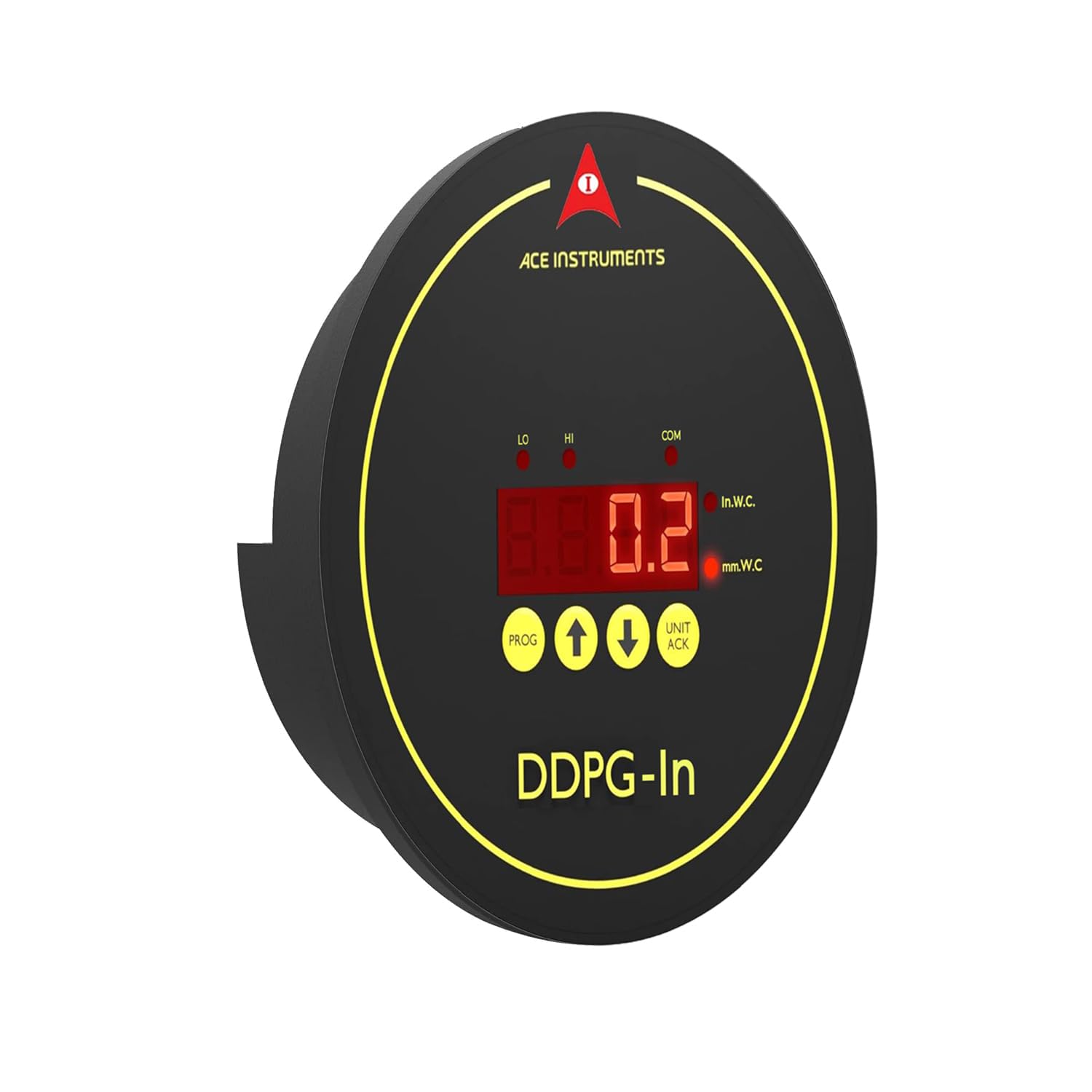 Manómetro digital de presión diferencial (Rango: 0–10 mm CA y 0–0,39 pulgadas CA) para salas blancas, hospitales, cabinas y unidades de seguridad. Modelo: AI-DDPG-In (4–20 mA & RS-485 Communication)