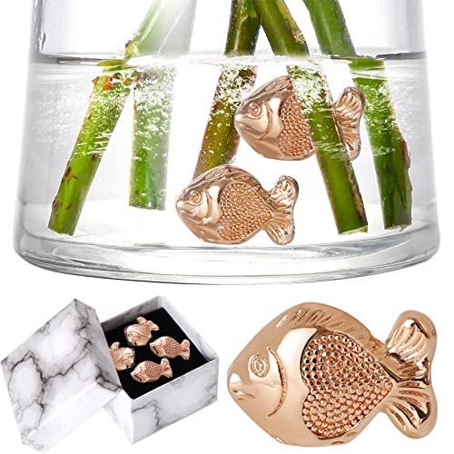 Guanshiya Flower Food Alternative for Fresh Cut Flowers, 4Pcs Copper Charms Gift, Best Flower Food for Fresh Cut Flowers, Keeps Bouquet Live Longer, Vase Water Clean and Clear, Reusable