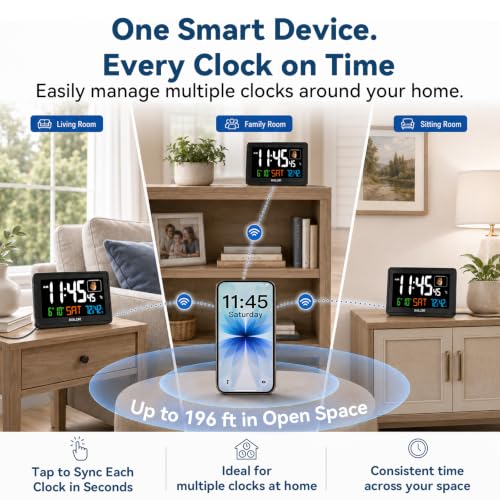 Baldr 7'' Digital Clock with Bluetooth Auto Time Sync for Living Room - image 7