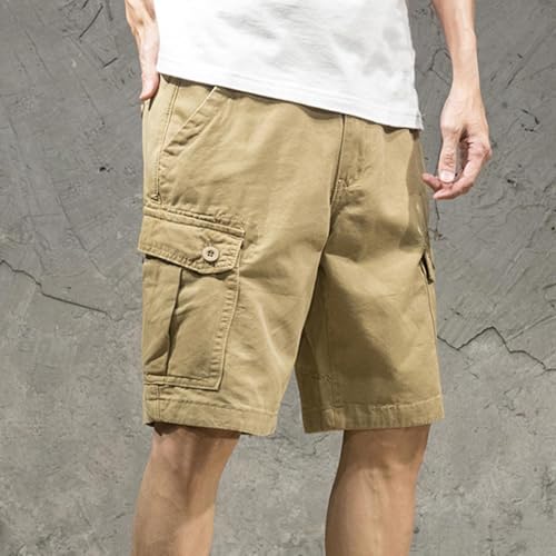 Image of Men's Summer Outdoor Shorts Quick Dry Cargo Casual Work Hiking Shorts Summer Knee Length Pants with Pockets