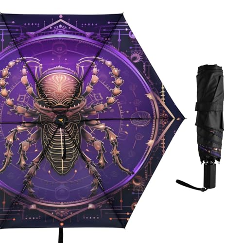 Parapluie pliant beige horoscope abstrait compact pour voyage - 6