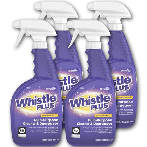 Image of Diversey CBD540571 Whistle Plus Professional Multi Purpose Cleaner & Degreaser, Heavy Duty Stain Remover with Citrus Scent, Ready-to-Use Capped Spray, 32-Ounce (Pack of 4)