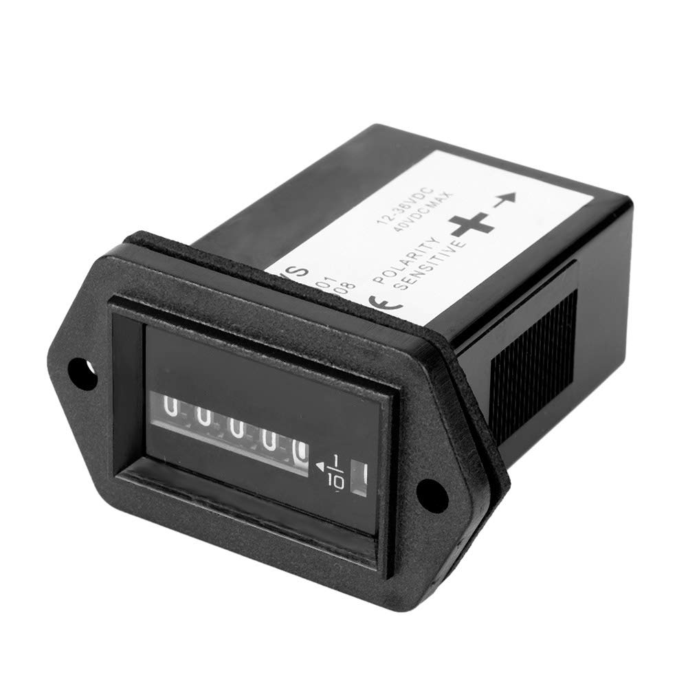 Fydun Jauge de Minuterie de Compteur D'heures de Moteur DC12-36V Compteur D'heures de Moteur Professionnel pour Camion Bateau Voiture Tracteur