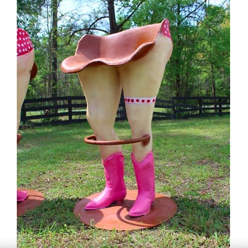 The King's Bay Pair of Cow Girl Bar Stools with Pink Polka Dot Bikinis and Western Boots2