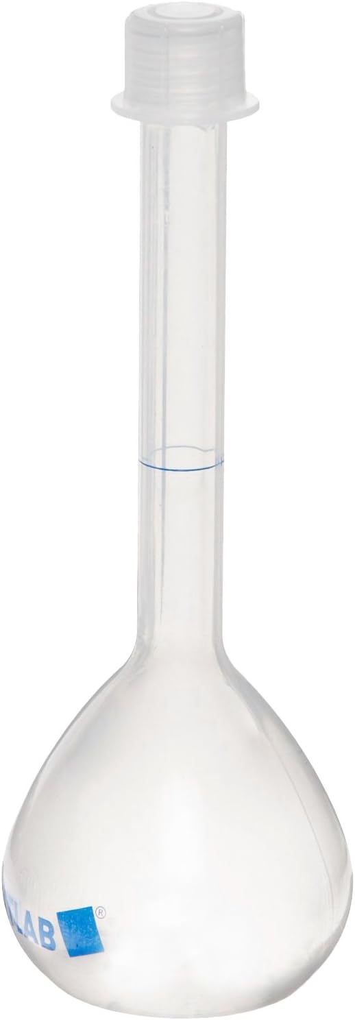 Vitlab Class B Polypropylene Volumetric Flask with PP Screw Cap, 25ml Capacity (Pack of 6)