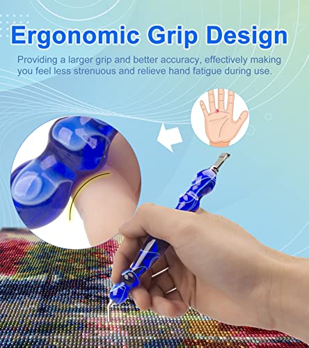 Volitaous 14 Pcs Diamond Painting Accessories Tools, 6 Pieces Metal Screw Thread Stainless Steel Pen Tips No Loosen Ergonomic Diamond Art Pen For For Diy Craft, Blue #TOP3