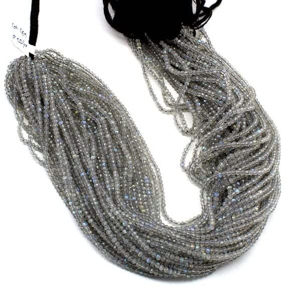 Labradorite 2mm taillée diamant, perles rondelles authentiques d'exception