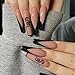 Glossy Coffin Extra Long Press on Nails with Designs,Nude Black French Fake Nails,Acrylic Nails Press on with Dragon Pattern,Stick on Nails for Women,Artificial Glue on Nail with Dragon Pattern,24PCS