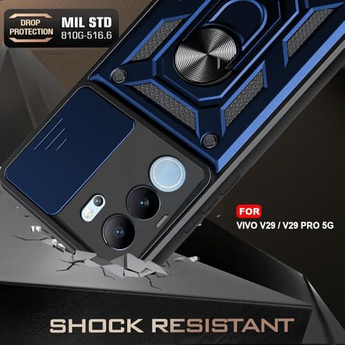 Image of AIBEX Back Cover for Vivo V29 Pro 5G / Vivo V29 5G | D10 Tough Armor Case | Sliding Camera Shield | 360 Protection | Kickstand Ring Holder | Military-Grade Shockproof Bumper Case