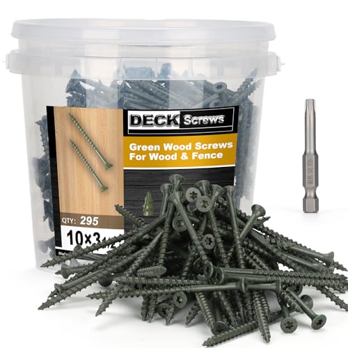 Image of Deck Screws #10 x 3-1 /2'', T25 Star Torx Drive Flat Head Wood Screws, Green, 5lb