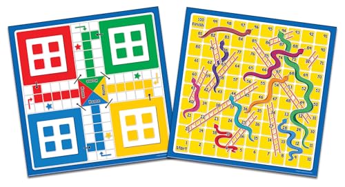 Image of Ludo and Snakes & Ladders Board Game for Kids | 2 in 1 Double Sided Game Set | Indoor Family Game for 2-4 Players | Age 4+ | Durable & Portable
