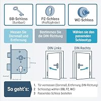 BKS Türschloss BB-Schloss Klasse 1 Dornmaß 55 mm Stulp 20 mm DIN Rechts Entfernung 72 mm Buntbart Einsteckschloss aus Stahl mit Kunststoff-Falle von SOTECH für Zimmertüren – Ansicht 4