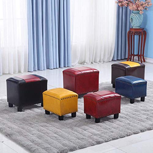 Ottomans et tabourets repose-pieds carrés en cuir beige