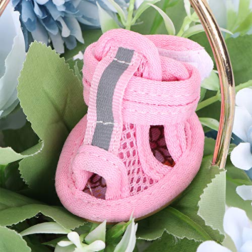 Dog Boots 4Pcs Breathable Mesh Cotton Summer Dog Shoes - Dog Scandals Paw Protectors For Dogs Puppy - Size S, Pink #TOP5