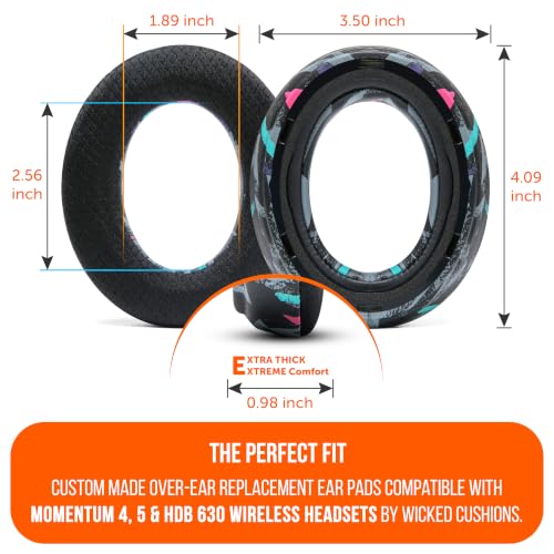 Image of WC Freeze Momentum 4 - Cooling Gel Earpads for Sennheiser Momentum 4 Wireless Over Ear Headphones by Wicked Cushions - Boost Comfort, Thickness, & Sound Isolation for Epic Listening | 90's Black
