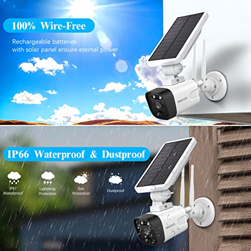 Oossxx Solar Security Camera Outdoor Wireless Solar Powered Wireless Camera With Rechargeable Battery, Wifi Home Surveillance Camera For Multi-User Use, 3.0Mp With Two Way Audio #TOP3