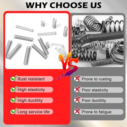 Druckfedern Sortiment Kit mit Box - 300 Stück Mechanische Metall Mini Federn (23 Größen), 304 Edelstahl Kleine Federn Set, Druckfedern Sortiment, für Industriemaschinen, Möbelteilen, DIY-Projekten