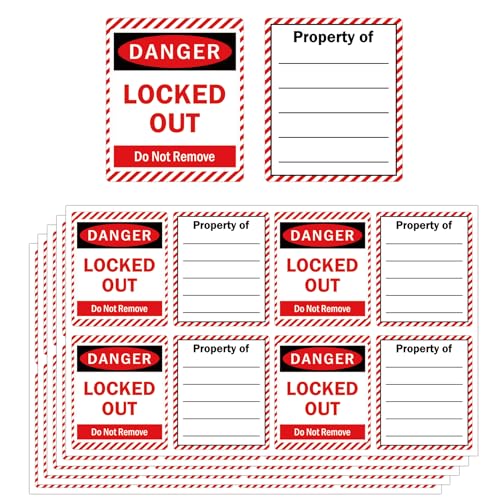 20 Set Lockout Tagout Padlock Labels 40 Pcs Loto Safety Identification Tags 1.06 x 1.18 inch Danger Do Not Remove Lockout Stickers Industrial Equipment Lockout Decals