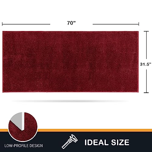PURRUGS Dirt Trapping Door Mat 31.5" x 70", Non-Slip Machine Washable Entry Rug, Shoe Scraper, Dog Doormat, Super Absorbent Welcome Mat for Front & Back Door, Muddy Shoes & Paws, Burgundy Red