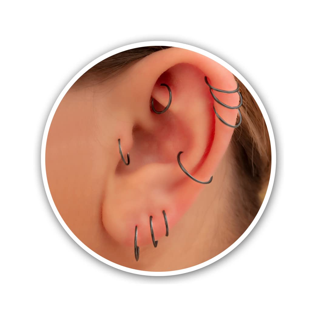 Small Gold Helix Ring Huggie Hoop Earrings for Women Snug Cartilage Nose Helix Tragus Hoop (Gold, 5mm 24 gauge / 1 pair) — view 15