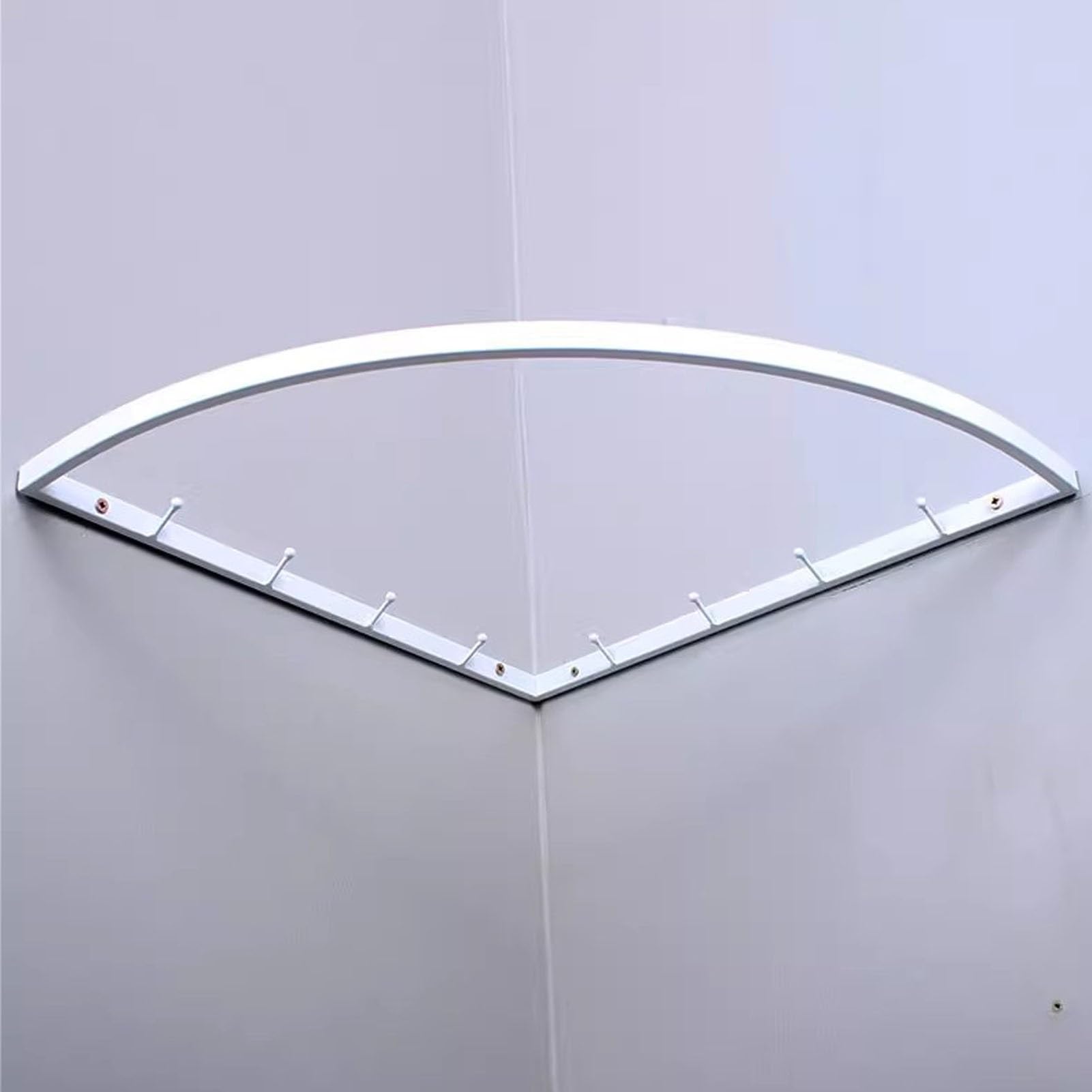 Closet Rod Right Angle Clothes Rack Wall Mount with Hooks, Corner Closet Rod Holders for Hanging Clothes, Heavy Duty Clothing Organizer Space Saving(White,30cm(11 3/4