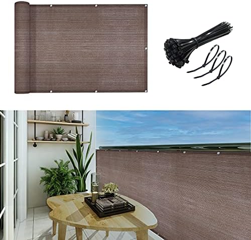 GardenLux 3'x10'Balcony Privacy Screen Cover Fence Cover UV Protection Weatherproof Windscreen Heavy Duty for Patio, Backyard,Brown