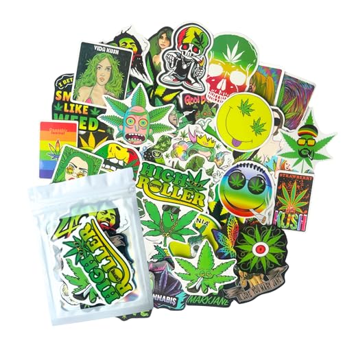 HNTR Weed Stickers | 50 Funny Stickers for Adults | Cannabis Accessories for Stoner Gifts Laptops & Scrapbooks