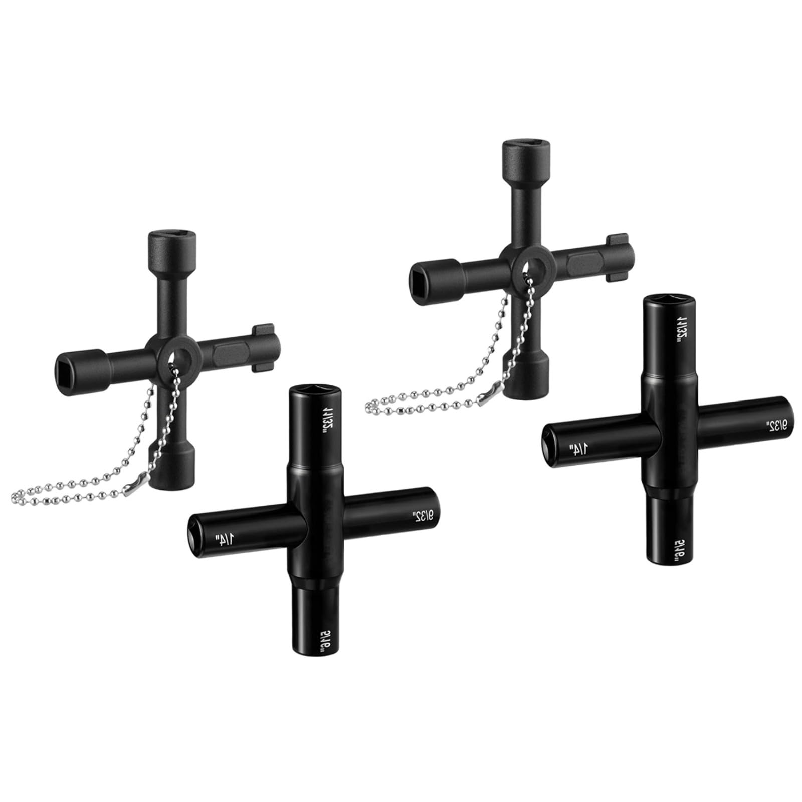 Jeu de clés de robinet à 4 directions en acier robuste pour une installation et un retrait rapides dans la cuisine et la salle de bain