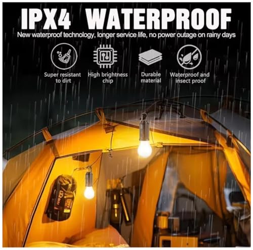 Image of GlowBase Solar Powered Rechargeable Emergency LED Light Bulb, Portable Waterproof Hanging Camping Lantern with 3 Modes & USB Charging, Outdoor Tent Lights (Pack of 1)